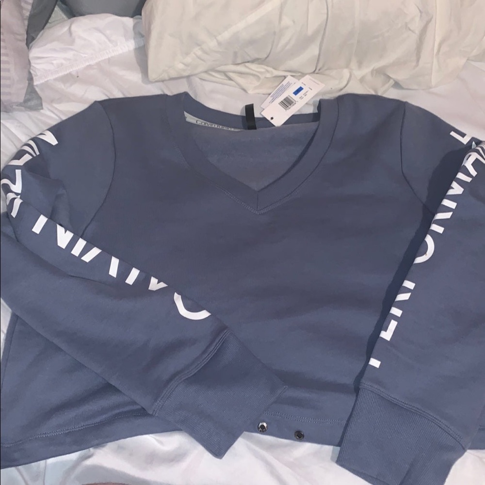 Blue Calvin Klein cropped sweater